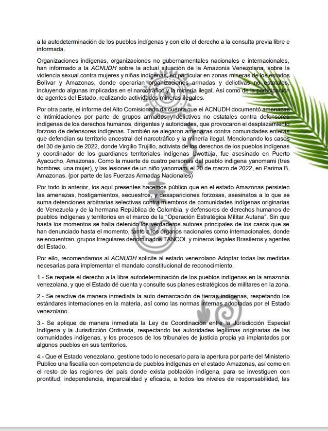 olnarortizBare's tweet photo. @RelatorDd 
@UN4Indigenous 
@onuvenezuela 
@CIDH 
@DESCA_CIDH 
@un_indigenous 
@ForoPenal 
@survivalesp 
@AmnistiaOnline 
@SOSOrinoco 
@ISHR_esp 
@ecopoliticave 
@miguelhotero 
@CRDLatin 
@NTN24 
@EVTVMiami 
@MinpublicoVEN https://t.co/iAd8Jm42tJ