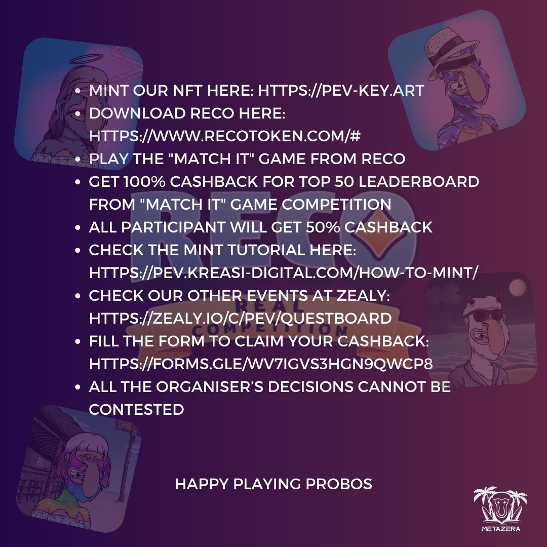 exoticprobos's tweet photo. 📢Check this out Probos!

🎁A campaign from our #AWESOME Partner @RecoTokenGlobal
🎁Get a 100% Cashback*

⏬ https://t.co/58o9XU8J3z

📌Details: https://t.co/9RhLFiI730  

🗓️1 August - 14 August

🥳Minting party is here: https://t.co/PzpkHeFZX0 We proudly #BUIDL at @zksync 🚀 https://t.co/LFpTbUFgqQ