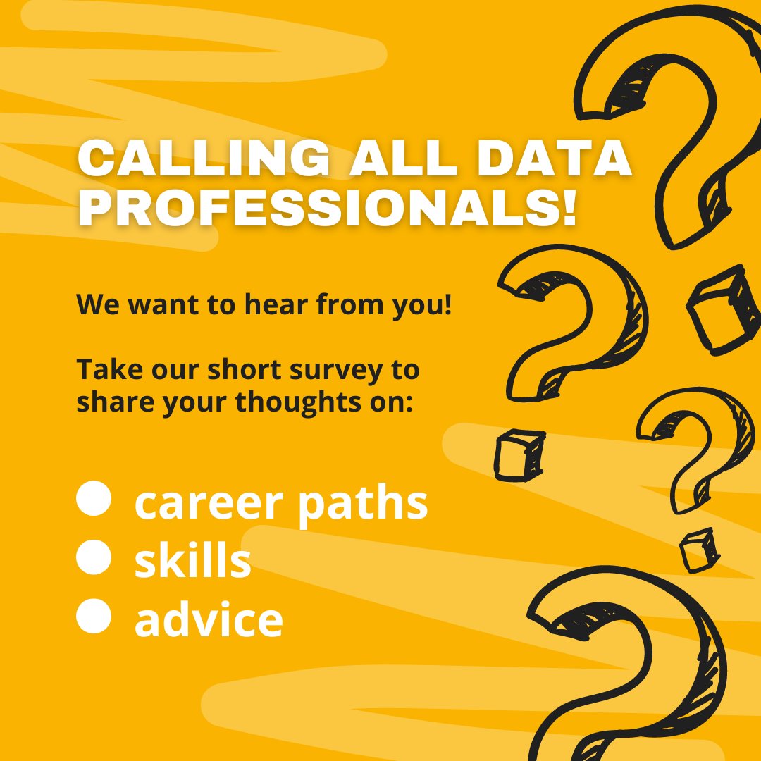 _DataCareers_'s tweet photo. We are conducting a survey to learn more about the career paths of data professionals. Your participation will help us develop resources that can help you and others succeed. To take the survey, click here: https://t.co/l8DTKNDJjG

#datacareerssummit #datafam #data #datacareers https://t.co/oDwbLQ4WUf