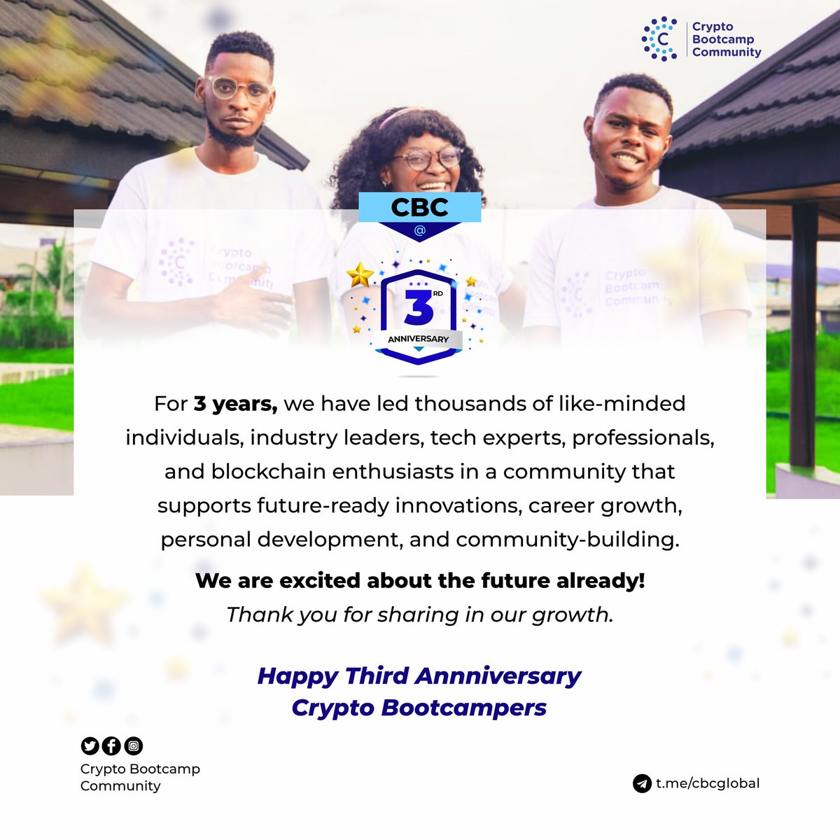 _CryptoBootcamp's tweet photo. The Crypto Bootcamp Community Turns 3 today! Thank you for being a part of our Journey!

#CryptoBootcampCommunity https://t.co/NI2sCvWY9e