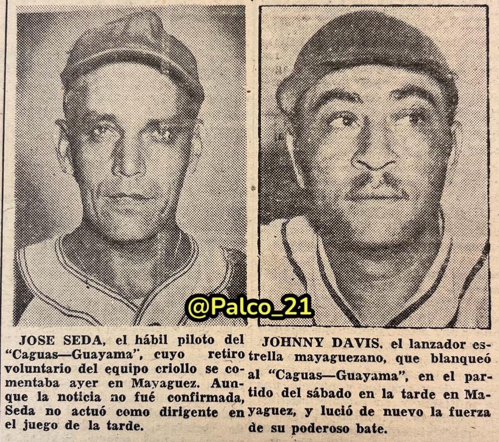 Palco_21's tweet photo. Temporada 1947 #JoseSeda del “Caguas Guayama” y #JohnnyDavis de los Indios de Mayagüez cPELUPR #EstrellasDelPasadoPR 🇵🇷👇🏼 https://t.co/3nO6GUiQDg