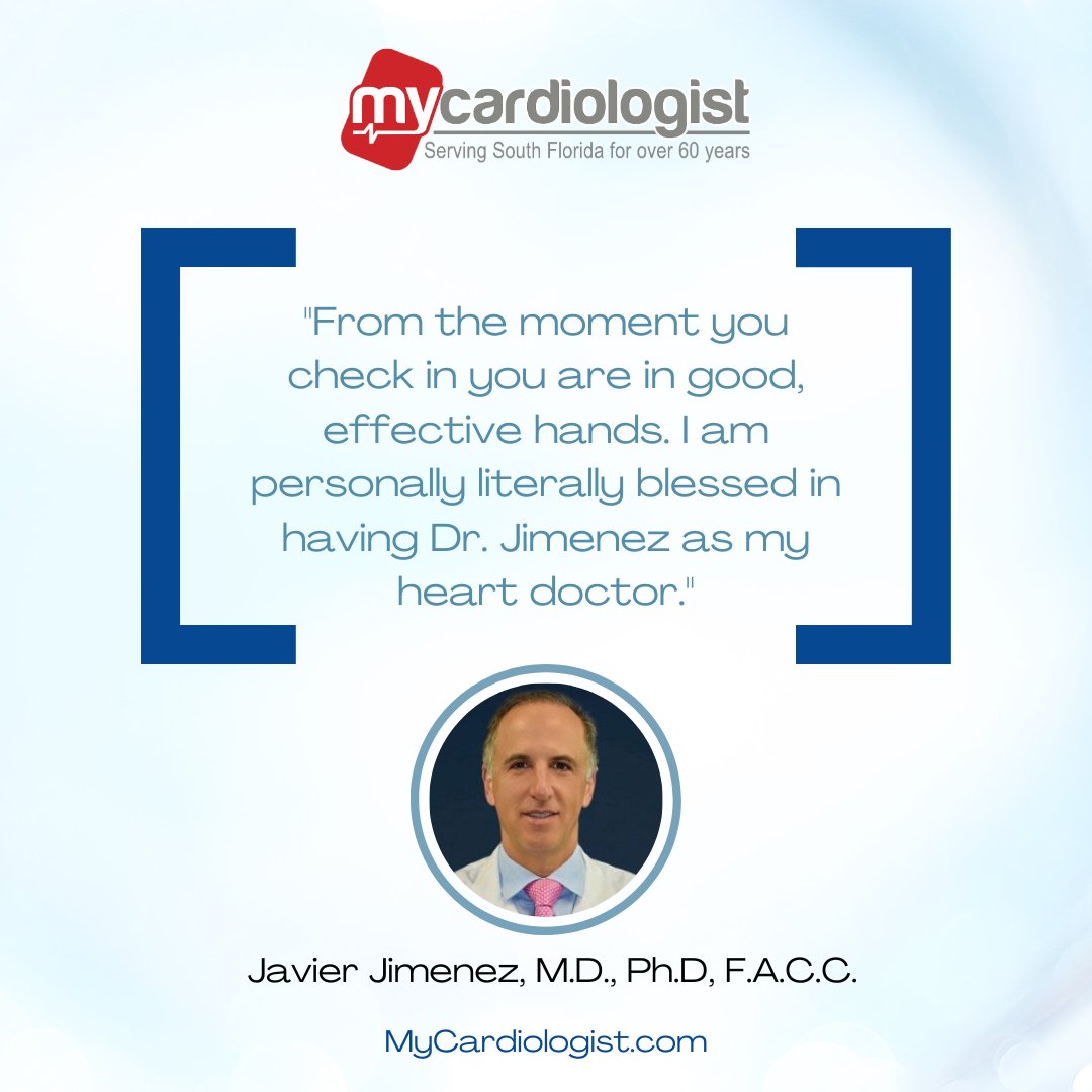 🙌 We are incredibly grateful for the kind words from our patient! 🙏 Thank you for putting your trust in Dr. Jimenez and our team. 💙 #TestimonialTuesday #HeartHealth #PatientCare #Grateful #HeartDoctor #HealthJourney #CardiovascularHealth #MyCardiologist