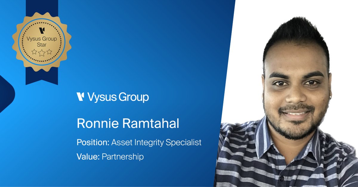 vysusgroup's tweet photo. Congratulations to Ronnie Ramtahal, selected by our leadership team as a quarterly Vysus Group Star for showing Partnership in his work! 

#corevalues #partnership #trust #passion #wearevysusgroup https://t.co/0ChOwPFC9Q
