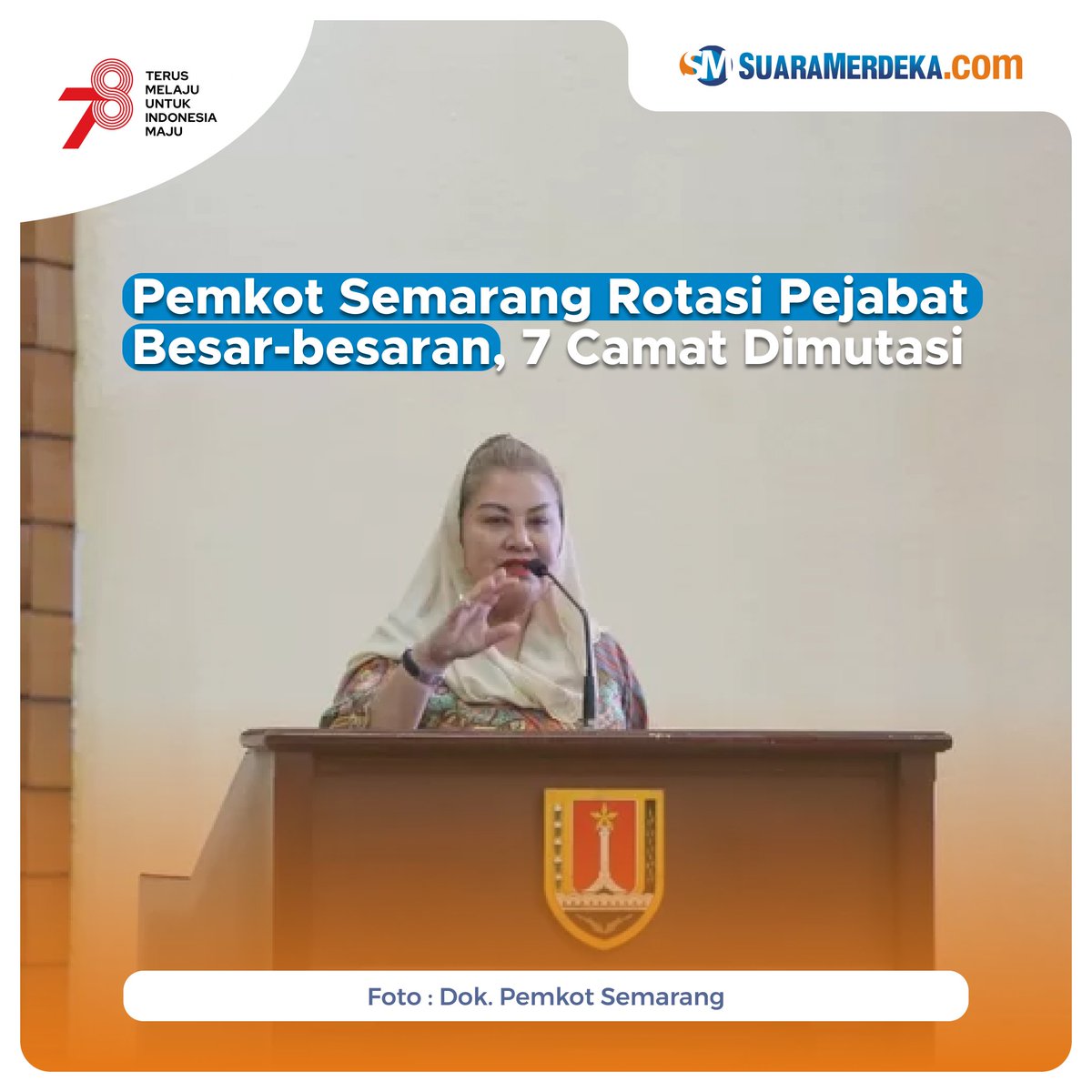 suaramerdeka's tweet photo. Pemerintah Kota (Pemkot) Semarang melakukan rotasi jabatan besar-besaran.

https://t.co/Z1cczMNXMj

#suaramerdeka #suaramerdekacom #mbakita #mbakitasmg #pemkotsemarang #rotasi #pejabat #camat #mutasi #semarang https://t.co/8xZ62ooZ6y