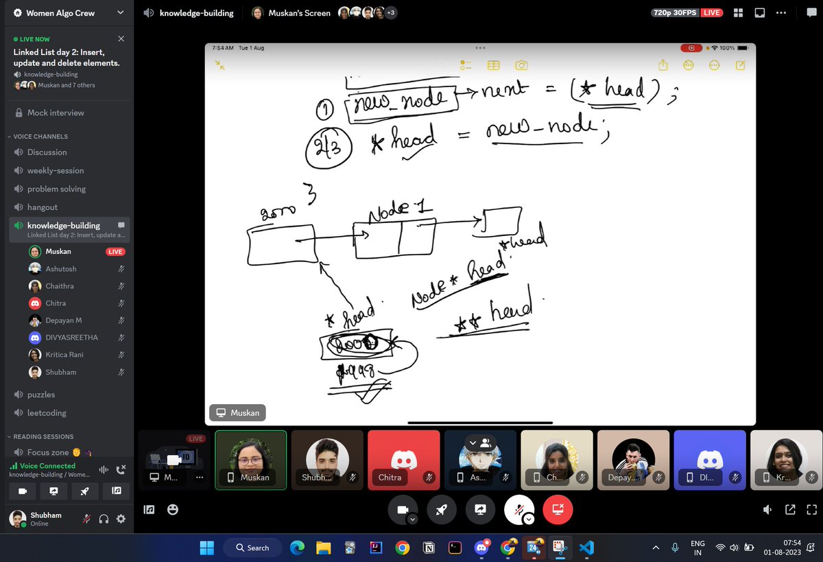 WomenAlgoCrew's tweet photo. Tuesday session

Discussed insertion and deletion operation in linked list.

Consistency can help us grow a little every day... https://t.co/9KW87Px4Ru