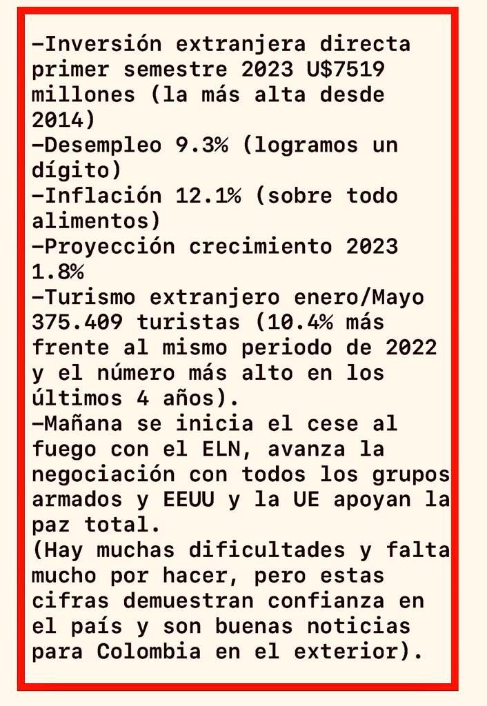 Veo en El Tiempo que el desempleo bajó al 9.3% en junio y el dólar está en 3.900 pesos y luego miro estas cifras provenientes del gobierno y pienso que hace un año las élites políticas tradicionales y empresariales  anunciaban una catástrofe económica con la llegada de Petro