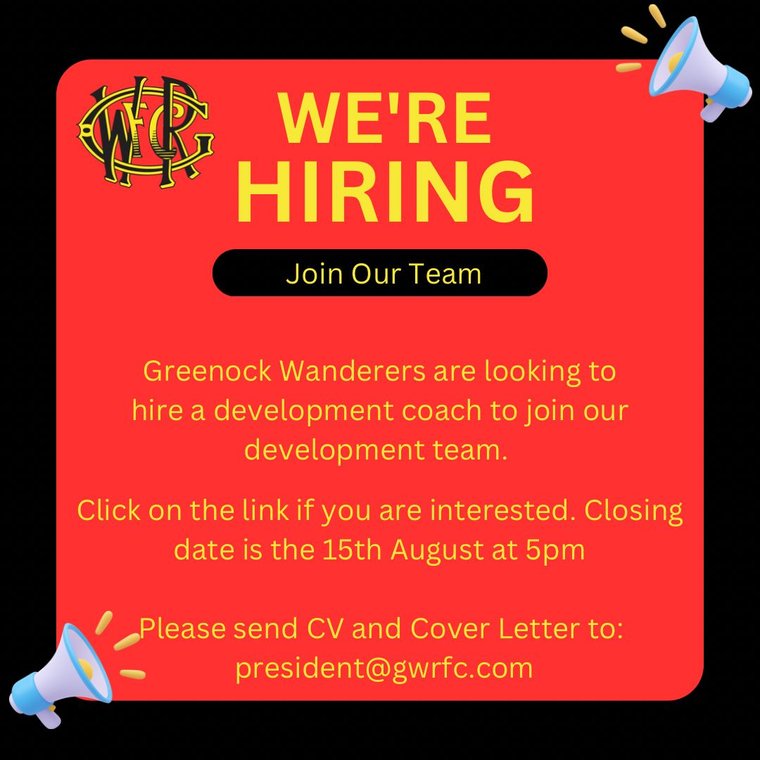 GWRFC_Official's tweet photo. We are Hiring, check the article for full details on how to apply.
https://t.co/oFGtTrmE8R https://t.co/sX8yWp7i23