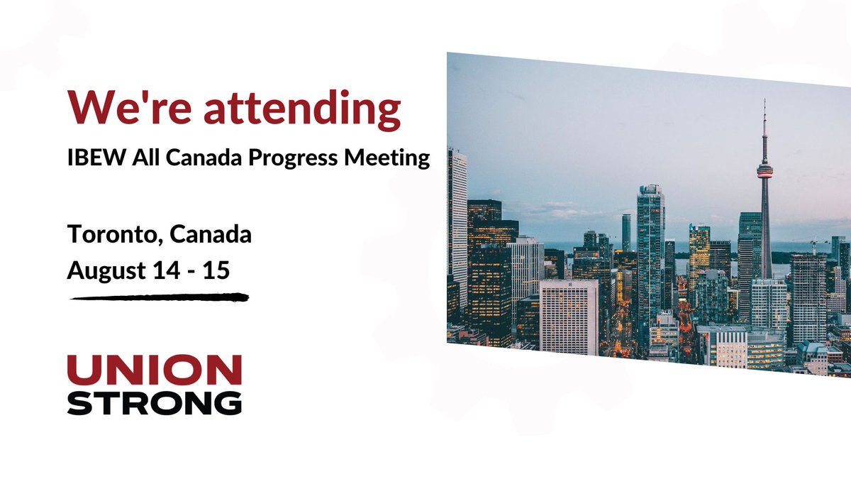 We're heading to Canada!

On August 14 and 15, we will be at the IBEW All Canda Progress Meeting in Toronto, Canada. If you're going as well, feel free to stop by our booth and have a chat.

We hope to see you there!
#IBEW #LaborUnion