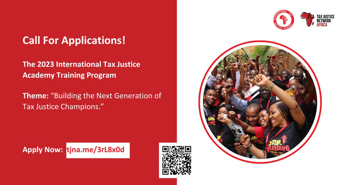 📣 CALL FOR APPLICATIONS

We are calling applications from our member organisations for the 2023 International Tax Justice Academy (ITJA) training program starting 5th September.
 
🗓️Apply by: August 9th 2023

Read more 👉 tjna.me/3qaZaqg
 
Like, comment, share