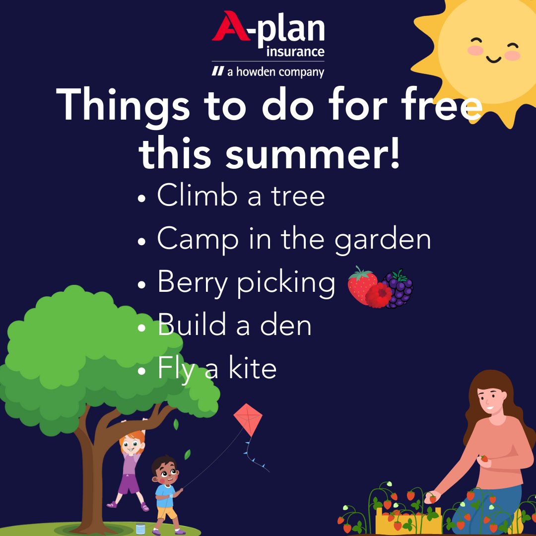 howdenlocaluk's tweet photo. Need some inspiration this summer? Check out our list of 40 ways of having fun for free - that’s one for each day of the school holidays! #aplan #aplaninsurance #insurance #summerholidays #kids #costofliving #summer https://t.co/z8iySqSwDq https://t.co/3xjTkweFwW