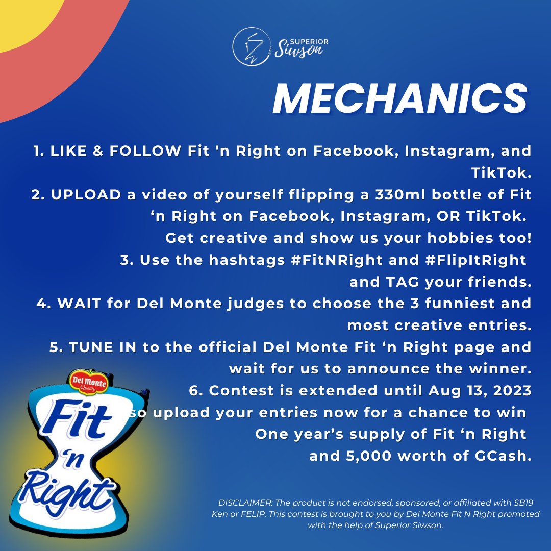 siw_son's tweet photo. Stay Fit, Feel Right! ποΈββοΈ
Embrace a healthier lifestyle with Del Monte #FitNRight and join the #FlipItRight Challenge to win a year's worth of Fit 'n Right and β±5,000! π€Έ
Here's how π
Let's raise a bottle to a fitter and happier you! π₯³
ποΈ https://t.co/QVJAGyI33d https://t.co/GGB9h4CBOW