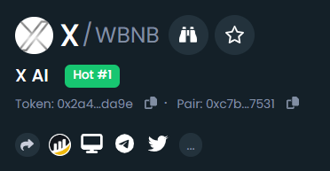 🚀Major congrats as $X is trending #1 on DexTools!

<a href="/elonmusk/">Elon Musk</a> <a href="/xai/">xAI</a> <a href="/cz_binance/">CZ 🔶 BNB</a> <a href="/binance/">Binance</a> 

#X #XAI #AI #ElonX #ElonMusk #Bsc #bnb