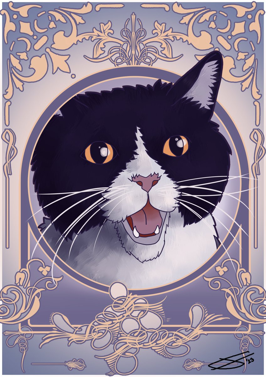 For <a href="/Thundermouser/">Thunder Mouser</a> and patiently waiting for this cute as heck cat pic 😻

#artnouveau #art