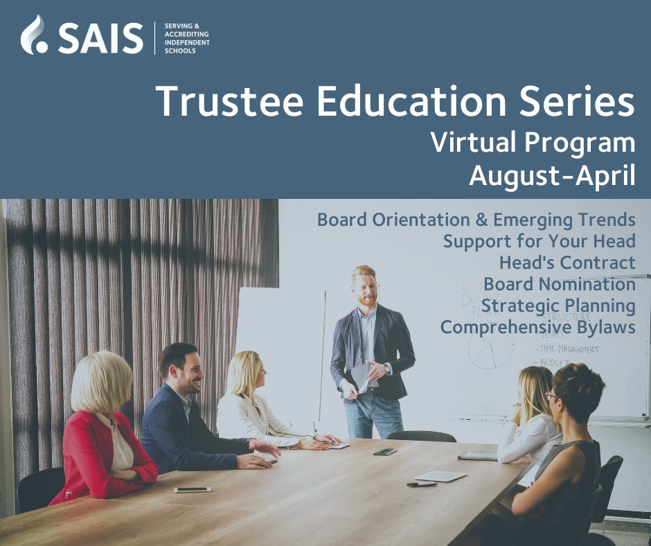 The Trustee Education Series is designed to foster collaboration and enhance the partnership between trustees and heads of school, ensuring effective governance and strategic leadership.   ow.ly/qO1C50Ppnf7