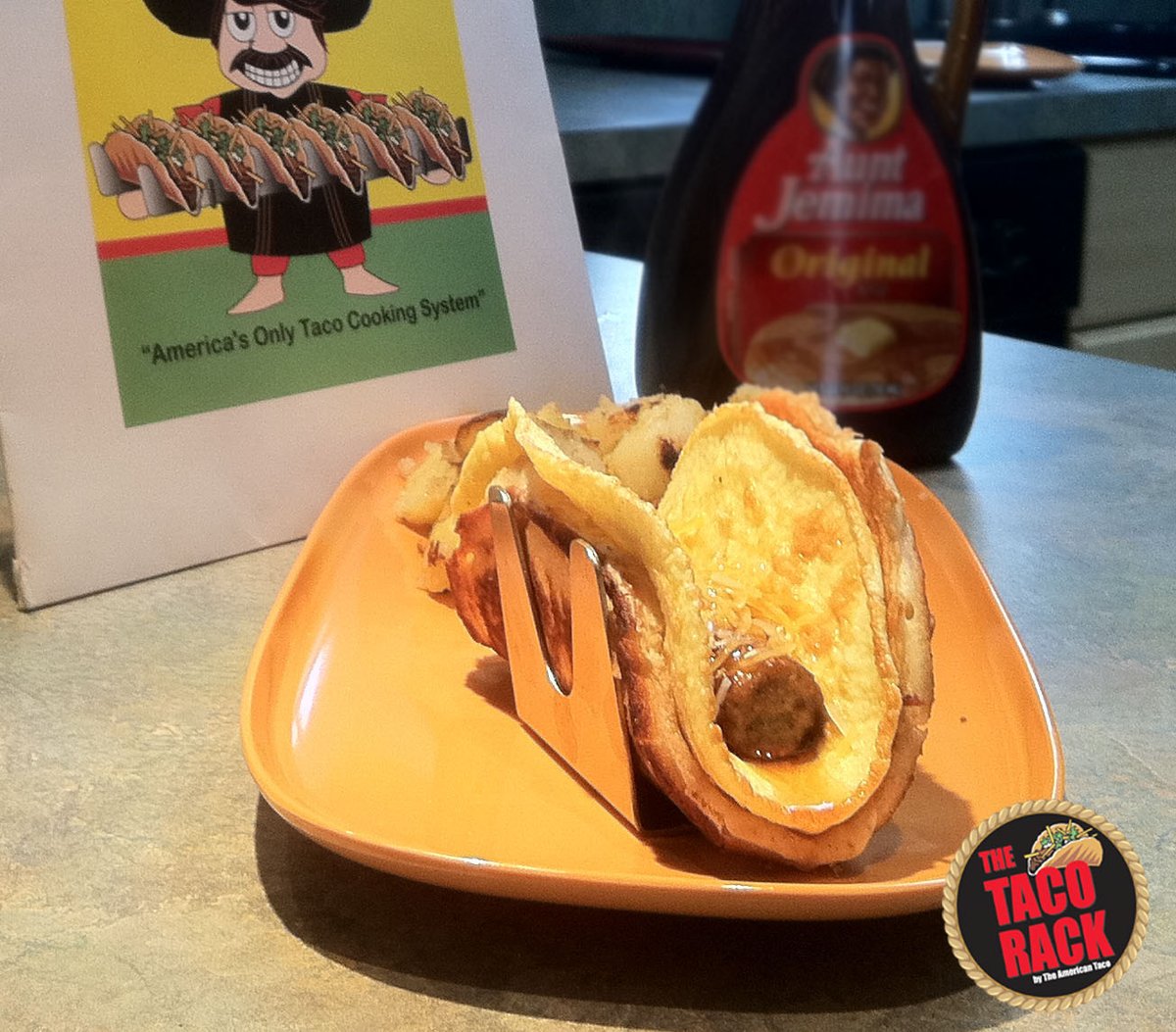 Breakfast Tacos made from Pancakes at home, are Simply Irresistible. Visit TacoRack.com for the products to make it a reality in your home.