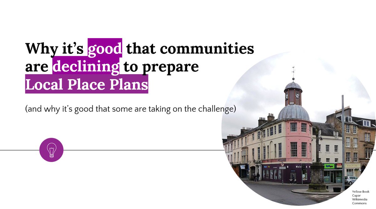 Thoroughly enjoyed doing a spin for SURF last week  entitled "Why it’s good that communities are declining to prepare Local Place Plans."  
(Meeting Ten of the People and Place Network, 27th July 2023)
Download the PPT and watch the recording here: surf.scot/programme/peop…