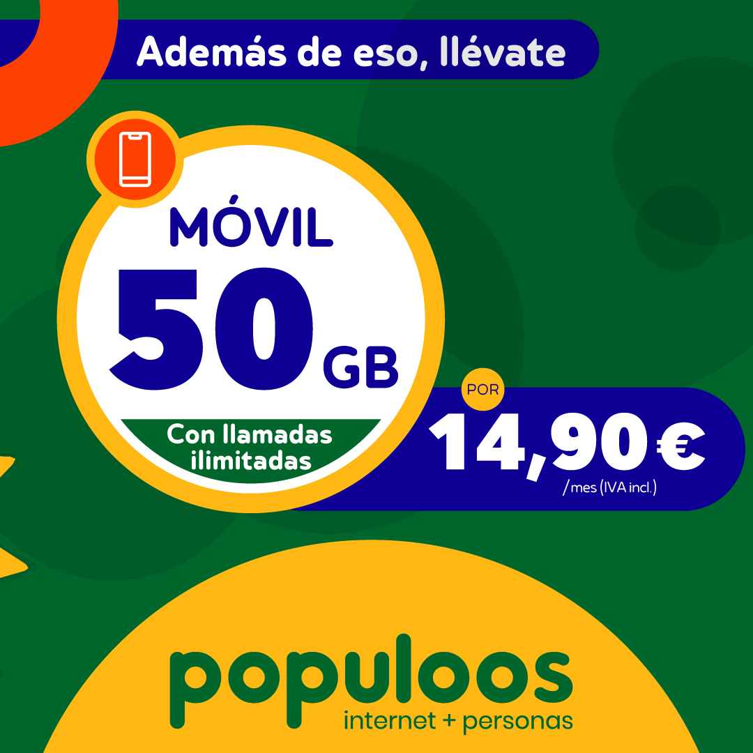 populoos's tweet photo. En el pueblo sonreír es ¡gratis! 😊Como los 120 GB EXTRA* que te llevas porque ¡sí! Celebra el día de alegría con buen humor y 50 GB +120 GB EXTRA* GRATIS y LLAMADAS ILIMITADAS por 14,90 €. #populoos #extragb #gbgratis #TuOperadorLocalDeConfianza https://t.co/QN85ixTXYy https://t.co/gF9s1jWQR3