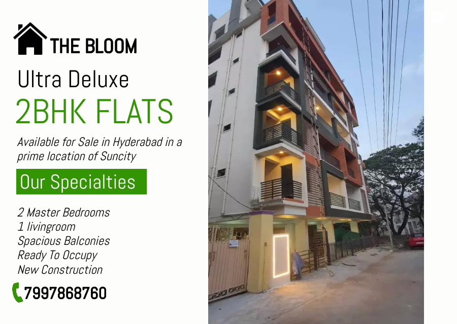 New 2bhk flats available for sale in Hyderabad city | The Bloom

#2bhkflats, #2bhkflats, #2BHKSALE, #flatsinhyderabad, #Hyderabadflats, #hyderabadhomes, #newflat, #newflats, #apartmentliving, #apartments, #construction, #homesforsale, #ReadyToOccupy, #realestate, #property.
