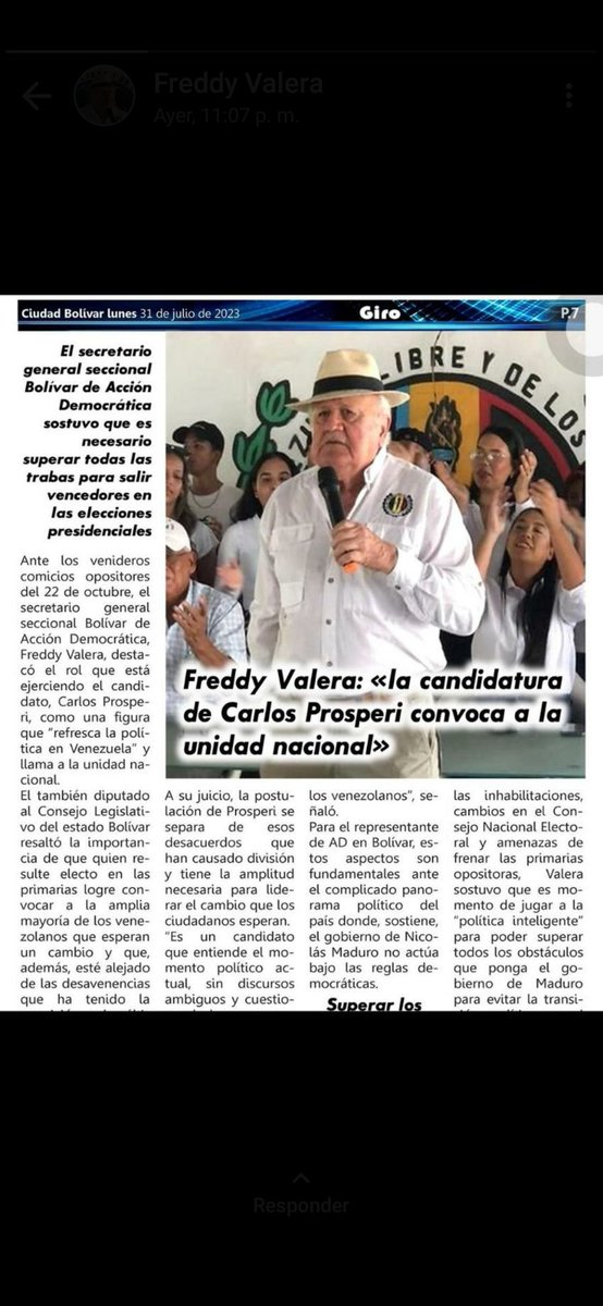 #DemosElPrimerPaso con <a href="/prospericarlos/">Carlos M. Prosperi</a> . Secretario general seccional Acción Democrática #Bolivar <a href="/FreddyValera_AD/">Freddy Valera</a>