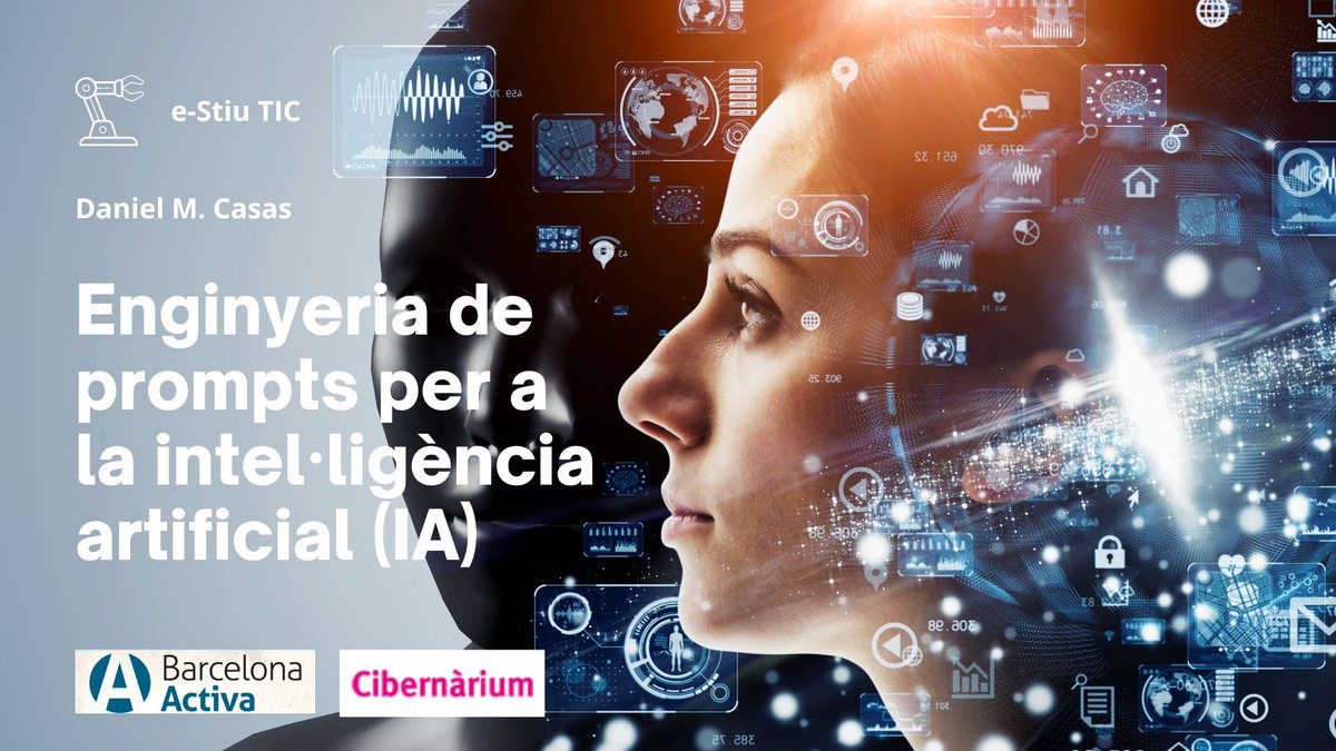 DaniMCasas's tweet photo. Gracias por asistir y llenar las dos clases de esta primera edición de: 

👉e-Stiu TIC - Ingeniería de prompts para la inteligencia artificial (IA) 

👉e-Stiu TIC - Nuevas tendencias en inteligencia artificial (IA) en 2023

Ha sido un placer! 

nos vemos de nuevo en septiembre! https://t.co/Hhn3ttKrjk