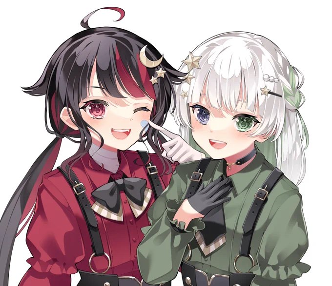 月城瀬奈(@ TsukishiroSena)さんと 七星綺羅(@ nanase_kira24)さんの キャラクターデザイン担当させていただきました  瀬奈さんは"今日22時"から初配信  よろしくお願いします  #月城エゴサせな #せなきらへ届け