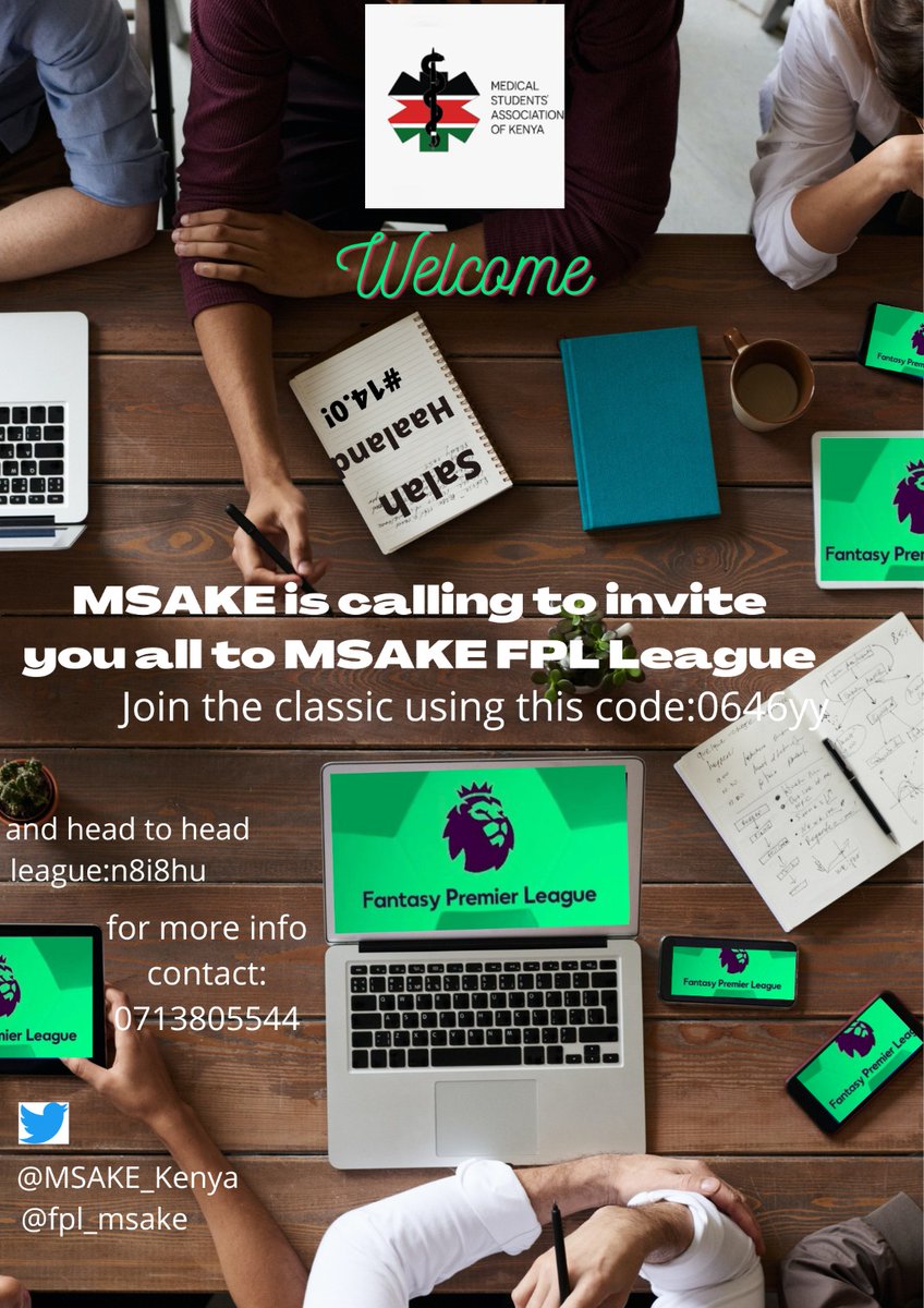 MSAKE Fantasy Premier League is back and better.
Welcome on board great tacticians⚽ we  are so glad you joined us🤝🏾. 

Don't forget to join and invite fellow medics to the forum.

For the classic league:
fantasy.premierleague.com/leagues/auto-j…
Code: o64byy

#MSAKEFPL