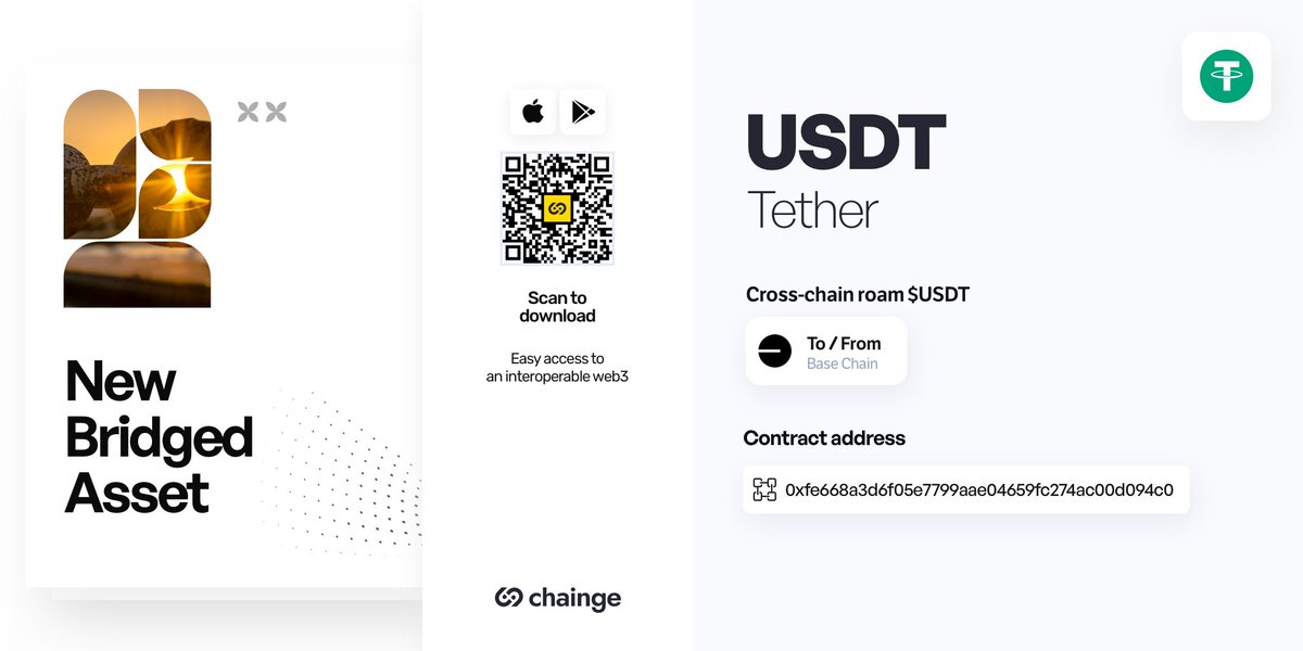 FinanceChainge's tweet photo. 💥 Proud to be the first $USDT minters on #BaseChain 

 🔥 Users can now cross-chain roam/bridge $USDT to and from #Base 

Stay tuned for updates as we forge ahead in the realm of interoperability

💻 Web app: https://t.co/qdQ9djB9Hn
📱 Mobile app: Appstore/Playstore