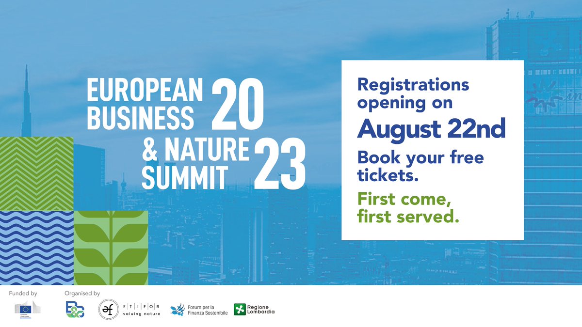 Mark your 📅 calendar to secure your spot at the European #BusinessNatureSummit 2023 with 🇪🇺 Commissioner <a href="/VSinkevicius/">Virginijus Sinkevičius</a>, <a href="/EU_ENV/">EU Environment</a> Director General <a href="/florikafink/">Florika Fink-Hooijer🇪🇺</a>, and many others!

📌 Registrations open on 22 August
📌 Full programme and all speakers 👉 europa.eu/!KpmXfb