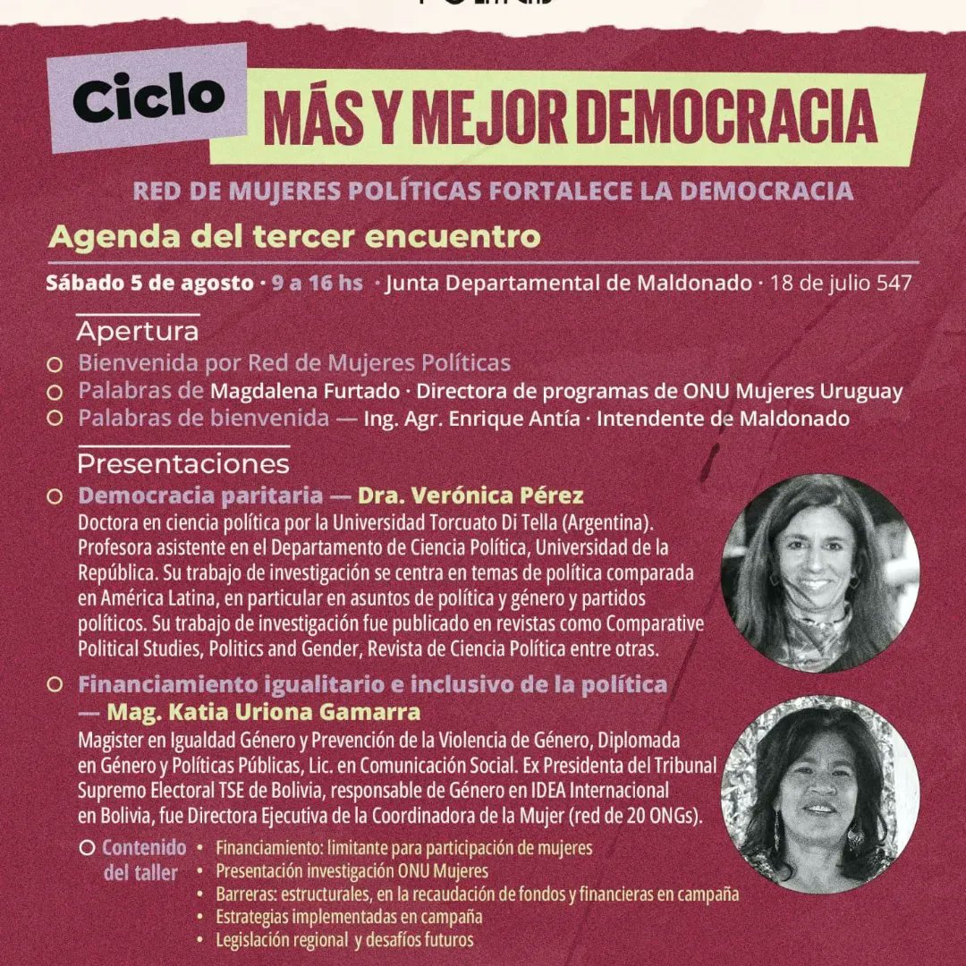 CGeneroFMaldo's tweet photo. Este sábado 5 de agosto, se llevará a cabo entre las 9 y las 16 horas el 3er. Encuentro de Mujeres Políticas promovido por la Red de Mujeres Políticas en la @juntamaldonado 

¡Las esperamos! https://t.co/wOyxsy43pK