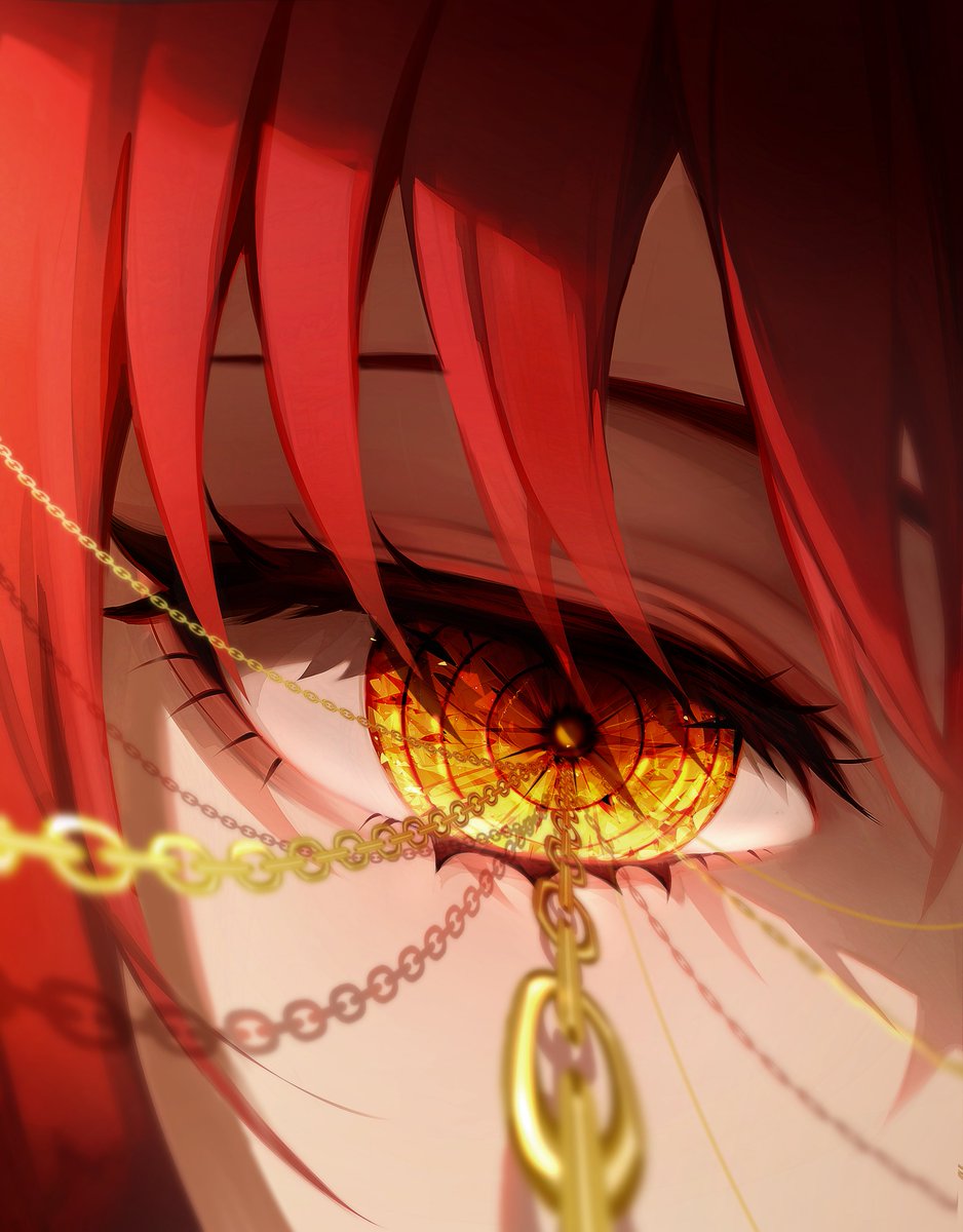 1girl solo eye focus red hair looking at viewer bangs close-up  illustration images
