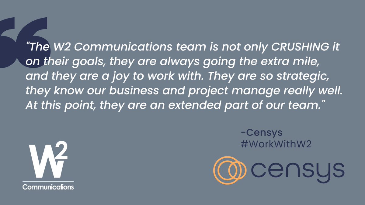 We believe that we have the best #PR team in #cybersecurity, but it’s great when clients proactively tell us too! Check out this recent feedback from one of our clients! #WorkWithW2 #publicrelations #integratedmarketing