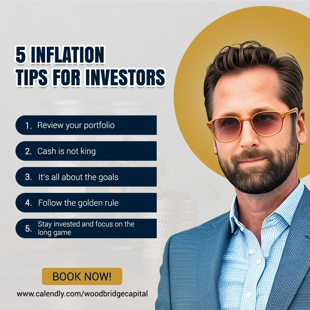 Inflation can strike unexpectedly but fear not. With these five expert tips, you can safeguard your investments and stay ahead of the game, making them inflation-proof.

Book your call now.
calendly.com/woodbridgecapi…

#investortips #inflation #investment #investor  #TimWoodbridge