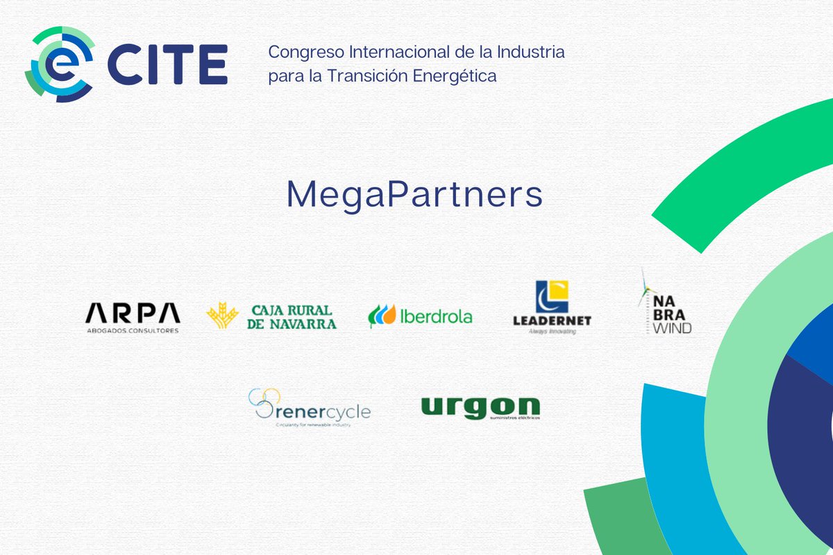 congresoCITE's tweet photo. 📰 #ACTUALIDADCITE
Nuevos patrocinadores de #CITE23 en la categoría de #MegaPartners.
_
New sponsors of the meeting in #MegaPartners category.
⁘ @iberdrola
⁘ @CRuralNavarra
⁘ @renercycle
https://t.co/jUdYdRjHsZ https://t.co/8K1ffYtYSV