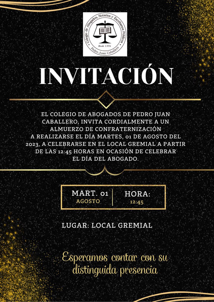 ColegAbogPJC's tweet photo. Les esperamos a todos los colegas a compartir un almuerzo por el festejo del día del Abogado en nuestro local gremial. A partir de las 12:45h https://t.co/3LKox5fqFW