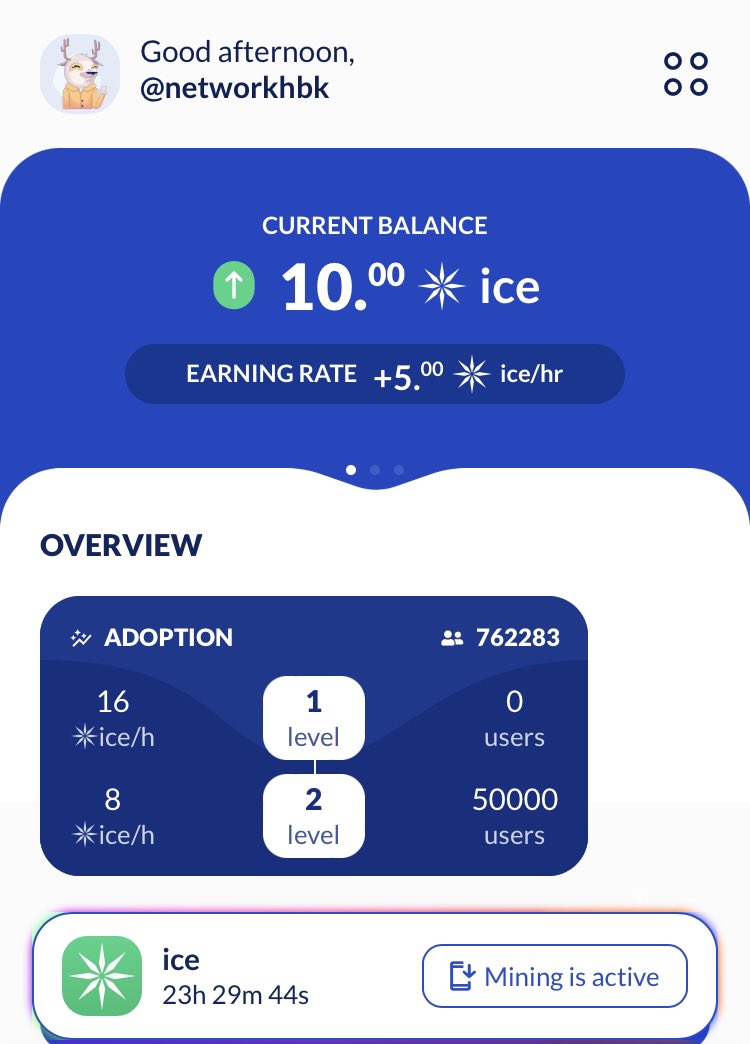 networkhbk's tweet image. #Pi diye bi bir uygulama var çoğunuz bilir. Telefondan #Mining yapılıyor. 

Benzeri bir uygulamayla karşılaştım. @ice_blockchain adamlar 1,5 milyon kullanıcıya ulaşmışlar🚀

🎟️Katılımı oldukça basit
🔗Linke tıklayın ve kaydolun ice.io/@networkhbk her 24 saatte bir de mining…