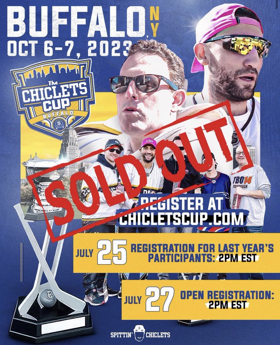 HockeyFestGO's tweet photo. ICYMI: we are officially #SoldOut for @chicletscup this October! Make sure you come on down and check it out, even if you’re not playing, and see what we’re all about 😎
Ps… there’s still room for #SabresFest if you didn’t get to reg for this one! Details in bio ☝️ https://t.co/UQcsCDhDYq