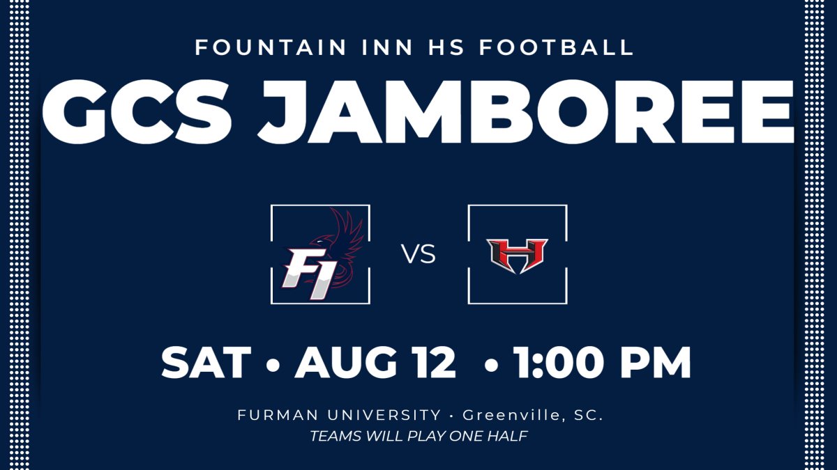 FuryAthletics (@fihs44ad) on Twitter photo <a href="/FurmanPaladins/">Furman Paladins</a> will host the GCS Football Jamboree on August 11th & 12th. FIHS Fury FB Team will play on Sat 1:00pm vs Hillcrest. Please come out to support #RiseUp <a href="/FuryBoosters/">Fury_Boosters</a> <a href="/INNvision_FIHS/">INNvision @ FIHS</a> <a href="/gcschools/">Greenville County Schools</a> <a href="/timwallergvl/">Tim Waller</a> <a href="/CoachNance1/">Darryl Nance</a> <a href="/gcssupt/">Burke Royster</a> <a href="/FurmanPaladins/">Furman Paladins</a> will host the GCS Football Jamboree on August 11th & 12th. FIHS Fury FB Team will play on Sat 1:00pm vs Hillcrest. Please come out to support #RiseUp <a href="/FuryBoosters/">Fury_Boosters</a> <a href="/INNvision_FIHS/">INNvision @ FIHS</a> <a href="/gcschools/">Greenville County Schools</a> <a href="/timwallergvl/">Tim Waller</a> <a href="/CoachNance1/">Darryl Nance</a> <a href="/gcssupt/">Burke Royster</a>