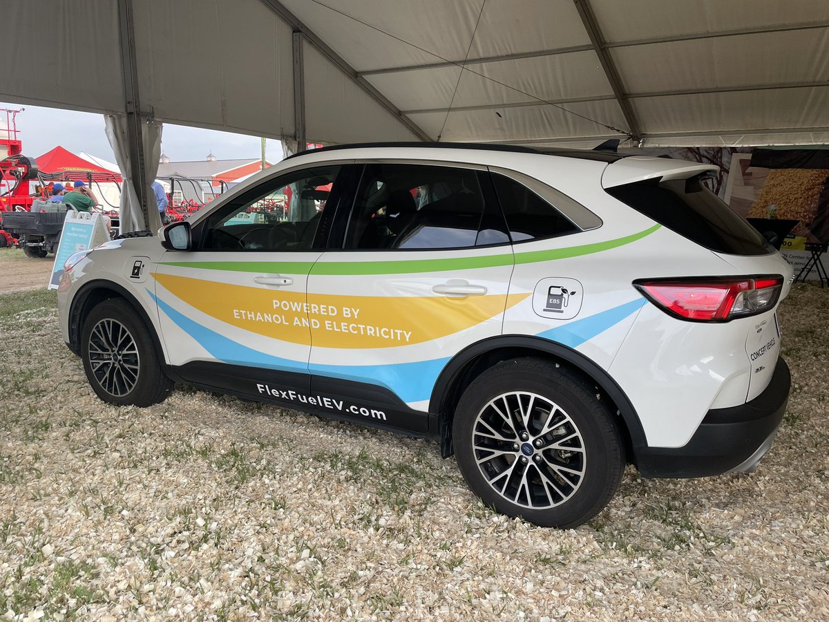 fuelinggood's tweet photo. Come see the world’s first flex fuel plug-in hybrid EV at @MNFarmfest in the @mncorn exhibit today, tomorrow &amp; Thursday! #farmfest23 #ethanol #E85 @EthanolRFA https://t.co/4BgFwI5eWy