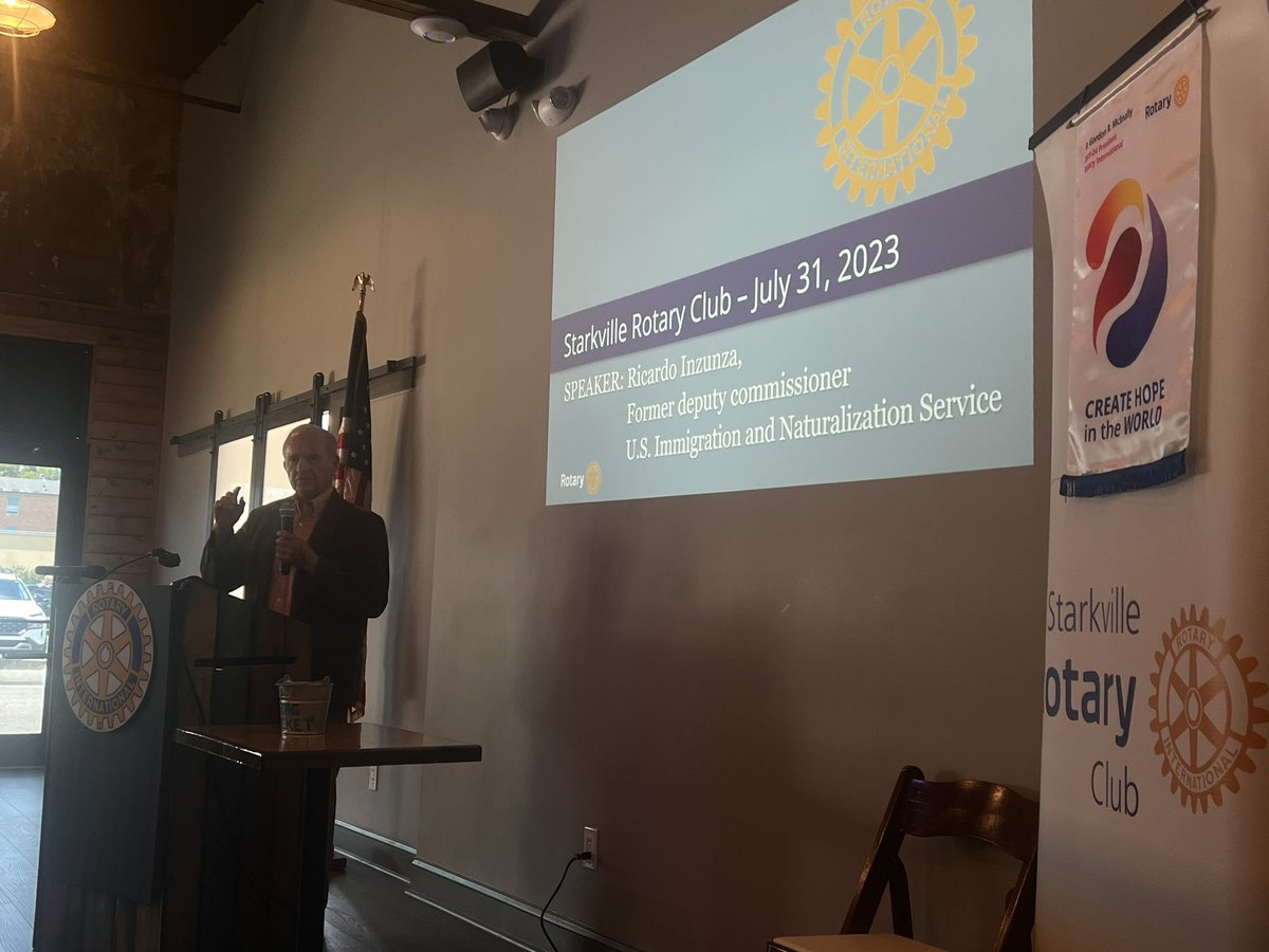 Rotarians enjoyed learning more about the process and challenges facing  immigrants from former US Immigrant and Naturalization deputy commissioner Ricardo Inzunza. Inzunza's experiences in his role and travels help give a new perspective on those wanting to call America, home.