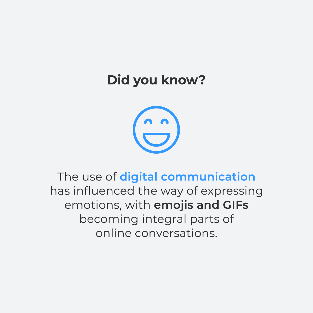 pinmeto's tweet photo. Did you know? The use of digital communication has influenced the way of expressing emotions, with emojis and GIFs becoming integral parts of online conversations. 💬
#localseo #localmarketing #marketing #seo #localsearch https://t.co/56bJram5QW