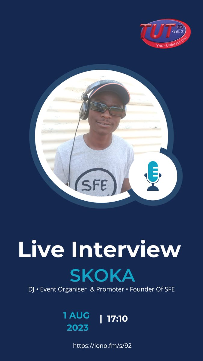 Skoka_'s tweet photo. Please Catch My Telephonic 📞 Interview On TUT FM Today 01/08/2023 At 🕔17:10 📻🔥❤️🙏

Stream link: https://t.co/ae3xd3X9lC

If You Around Tshwane On Radio 96.2📻

#Skoka #Radio #Interview #DJ #OLM #SFE https://t.co/MXTQh9zG88