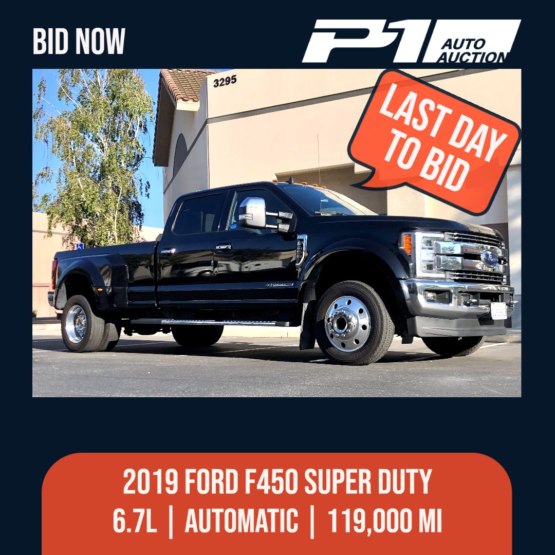 Today is your last chance to bid on this 2019 Ford F450 Super Duty! Go to the link in our bio now to place your bid and take home one of Ford's most popular models! 

#trucksforsale #fordf450 #truckauction #ford #autoauction