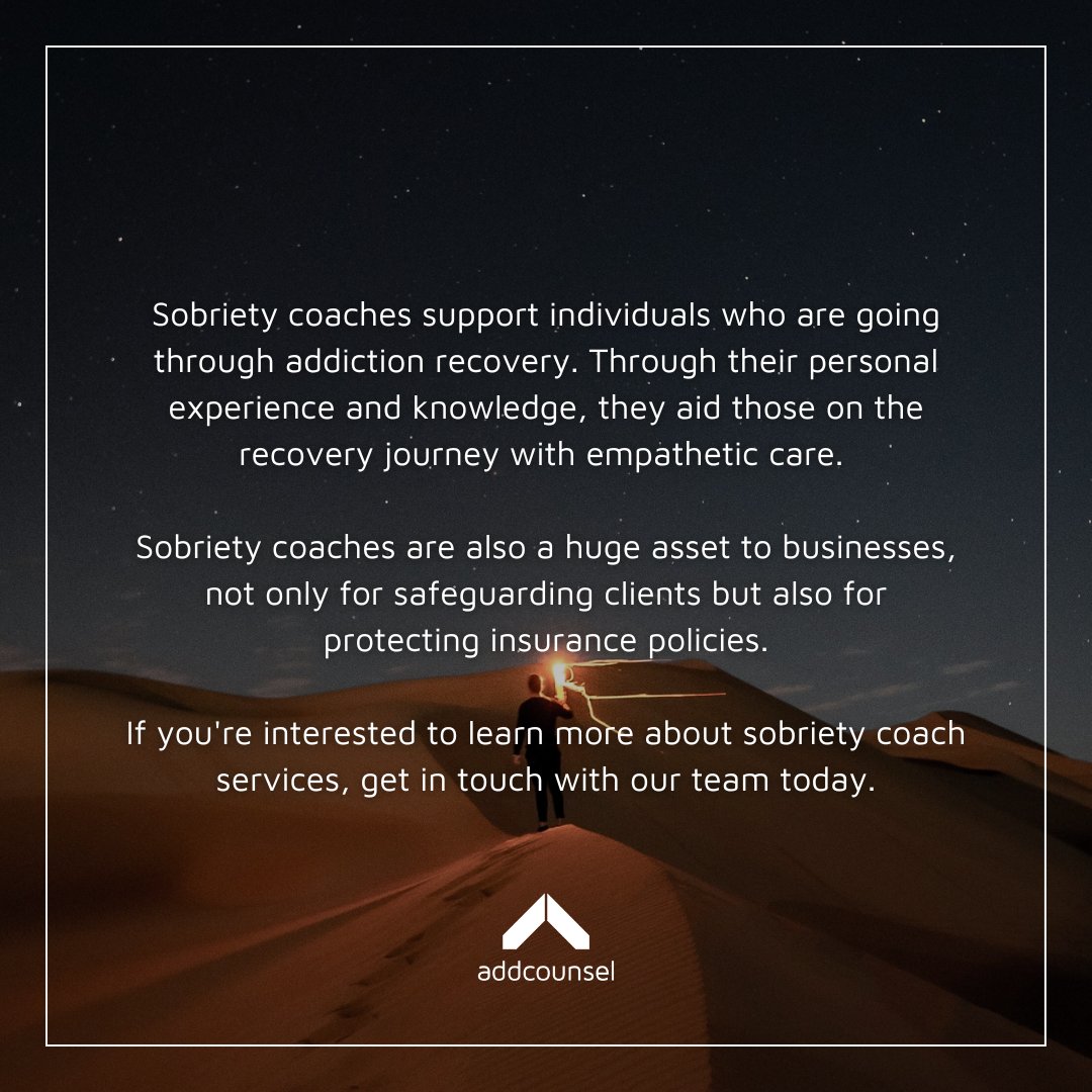 A sobriety coach, also known as a recovery coach, is someone who has recovered from addiction and helps others navigate this complex process.

If you're looking for a sobriety coach, get in touch with Addcounsel today.

🔗 addcounsel.com/contact-2/

#Addcounsel #SobrietyCoach