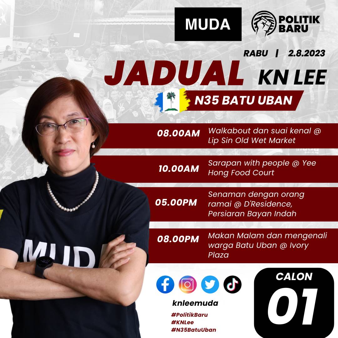 KNLeeMUDA's tweet photo. Inilah jadual saya untuk hari esok. Rabu, 2 Ogos 2023. https://t.co/UEaUgZSZEX
