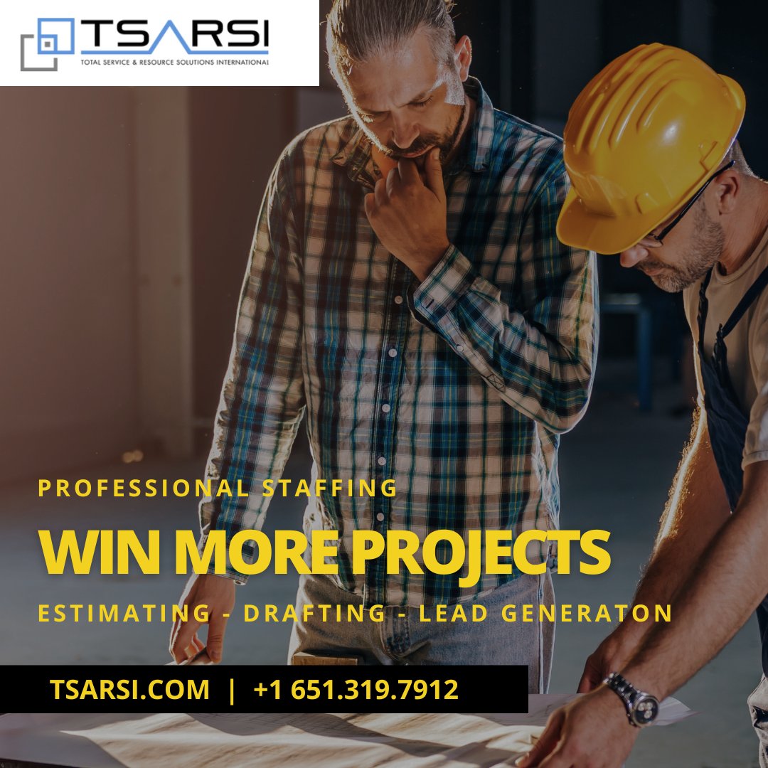 Dedicated estimators are provided by TSARSI, and trained by you on your software. Stop missing bid deadlines due to a lack of in-house estimators. Contact TSARSI for a free consultation.
contact@tsarsi.com

#architect #construction #project #remodel #offshoreservices #build