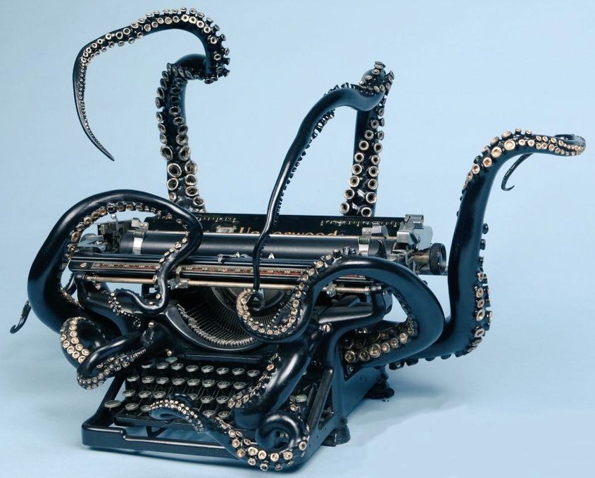 'Self-Organization' by Courtney Brown, bronze octopus and Underwood typewriter #WomensArt