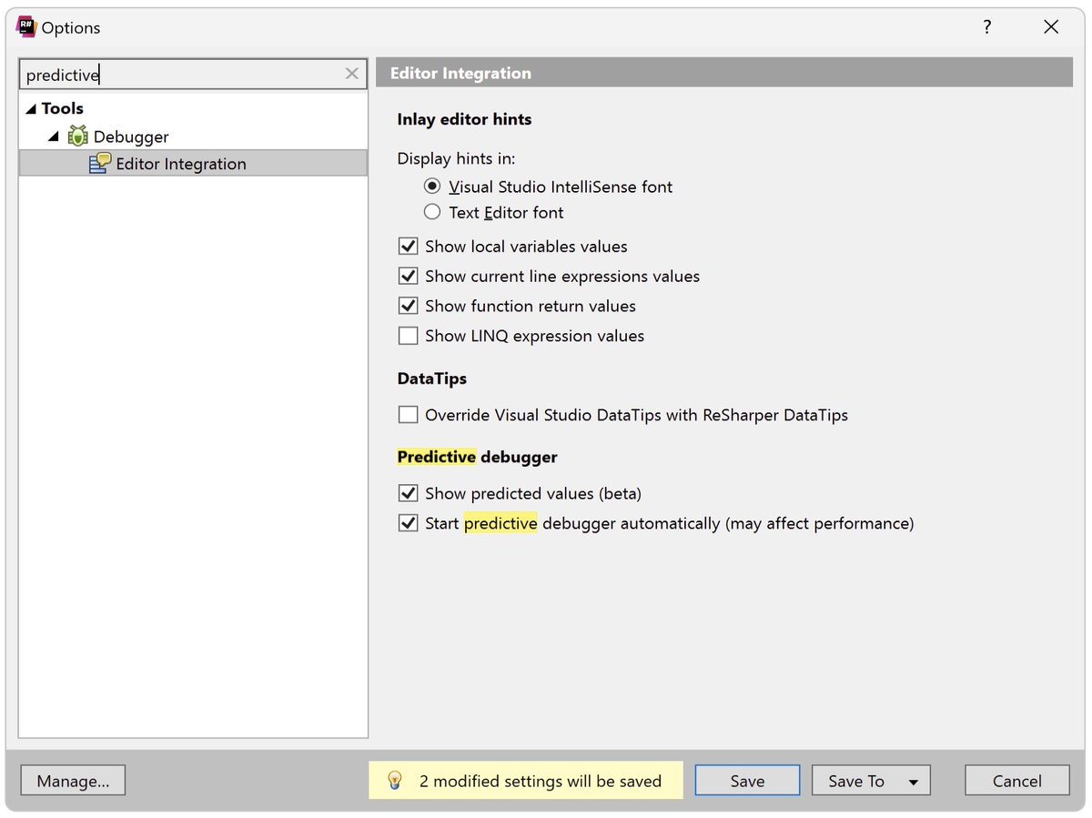 dotnetdevs_io's tweet image. Have you heard about @jetbrains Predictive Debugging?👀
ℹ️ The predictive debugger is currently in beta and only available in @resharper (Rider will come later)
📝Details: blog.jetbrains.com/dotnet/2023/07…
// @matkoch87
#dotnet #dotnetdevelopers #dotnettools #jetbrains #resharper #ide