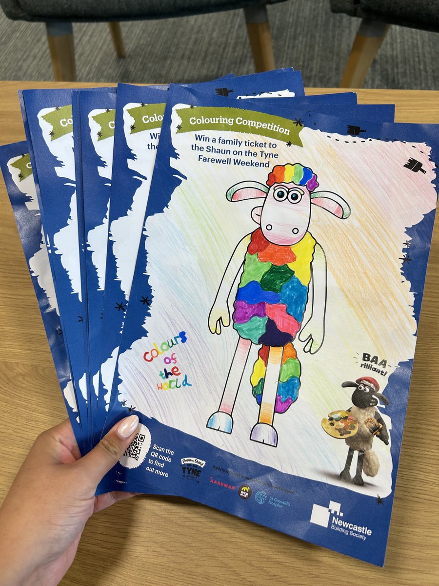 Your entries to our @shaunonthetyne colouring competition are just baa-rilliant. (👏🐏
There are only a few more days to get your entries in, drop off your sheet to your local branch before 5pm on Friday. 
You can find out more and see the T&amp;Cs here: bit.ly/3pYNNBC