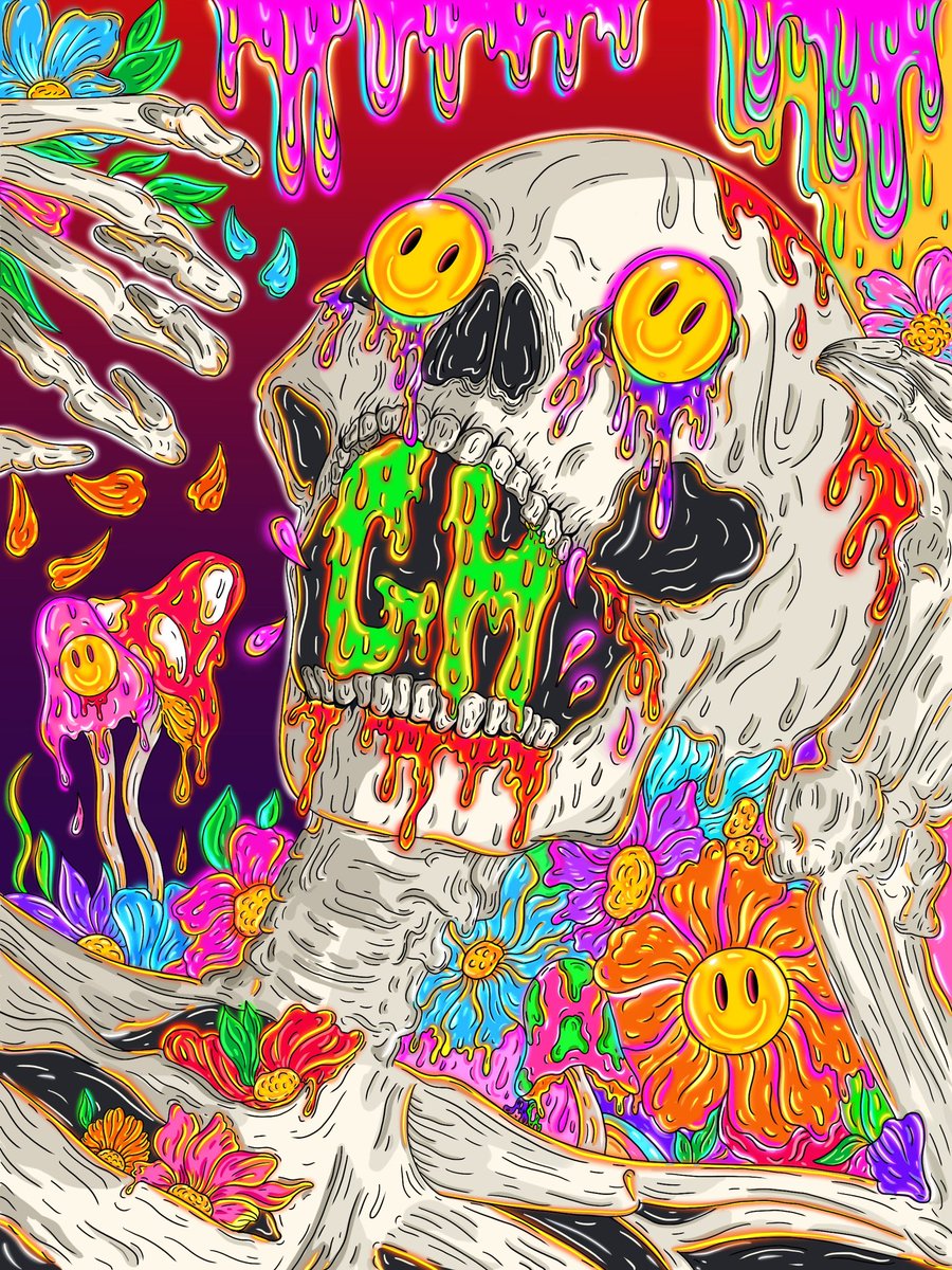 ALIENQUEENNFT's tweet image. GM until your face melts 💀🍄