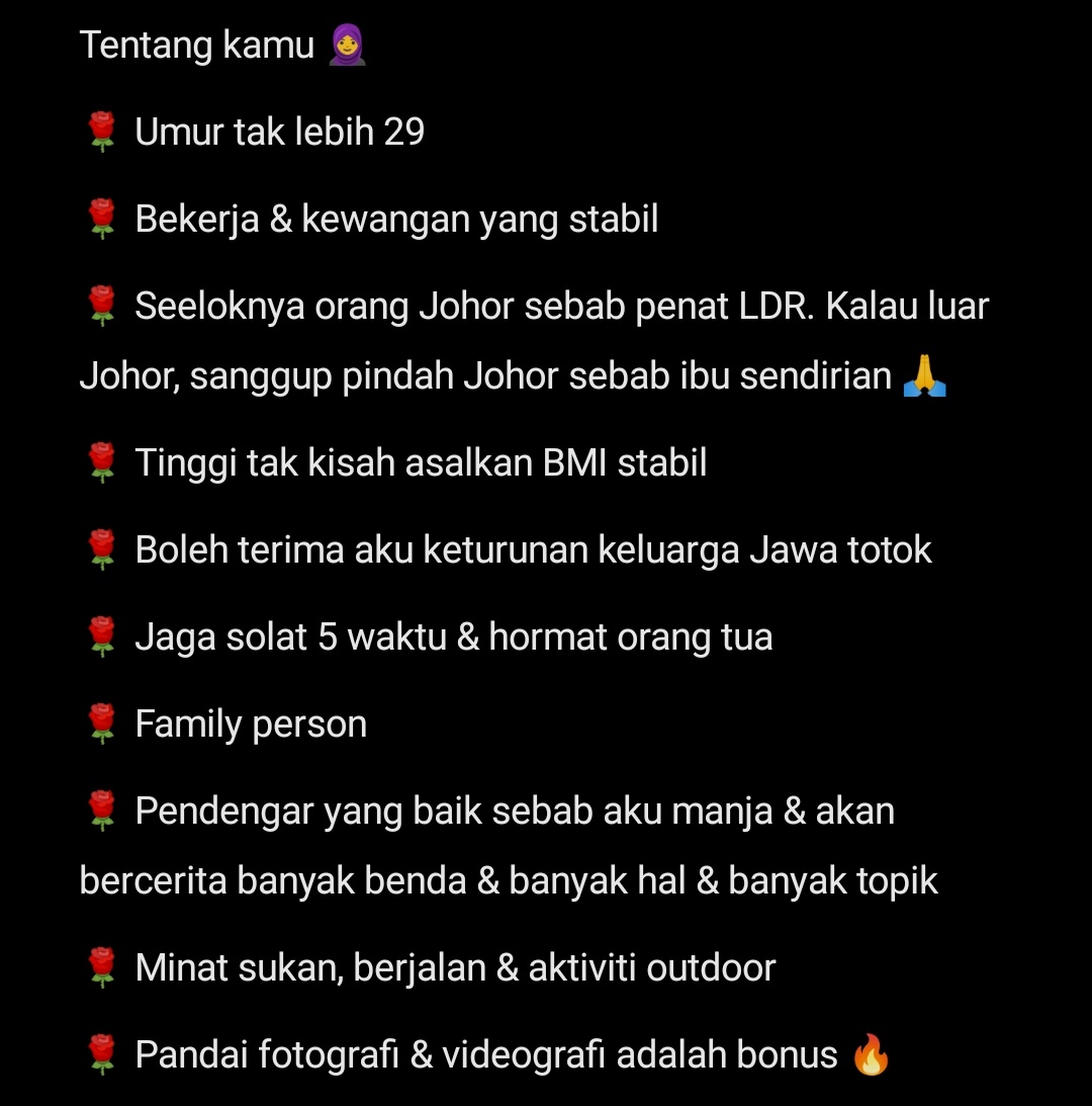 ArepJawa's tweet photo. Bismillah. Ini adalah jalan terakhir. Ibu asyik tanya je aku tak ada pasangan ke tahun depan nak masuk 30 sen. Haihh ibu ni haritu kemain tak lepaskan aku. Sekarang, dia yang beriya. 

Semoga @TwtJodohMY dapat membantu. Kalau berminat, tegak je DM tak usah berbunga-bunga. 😊 https://t.co/9tqAkkFzrN